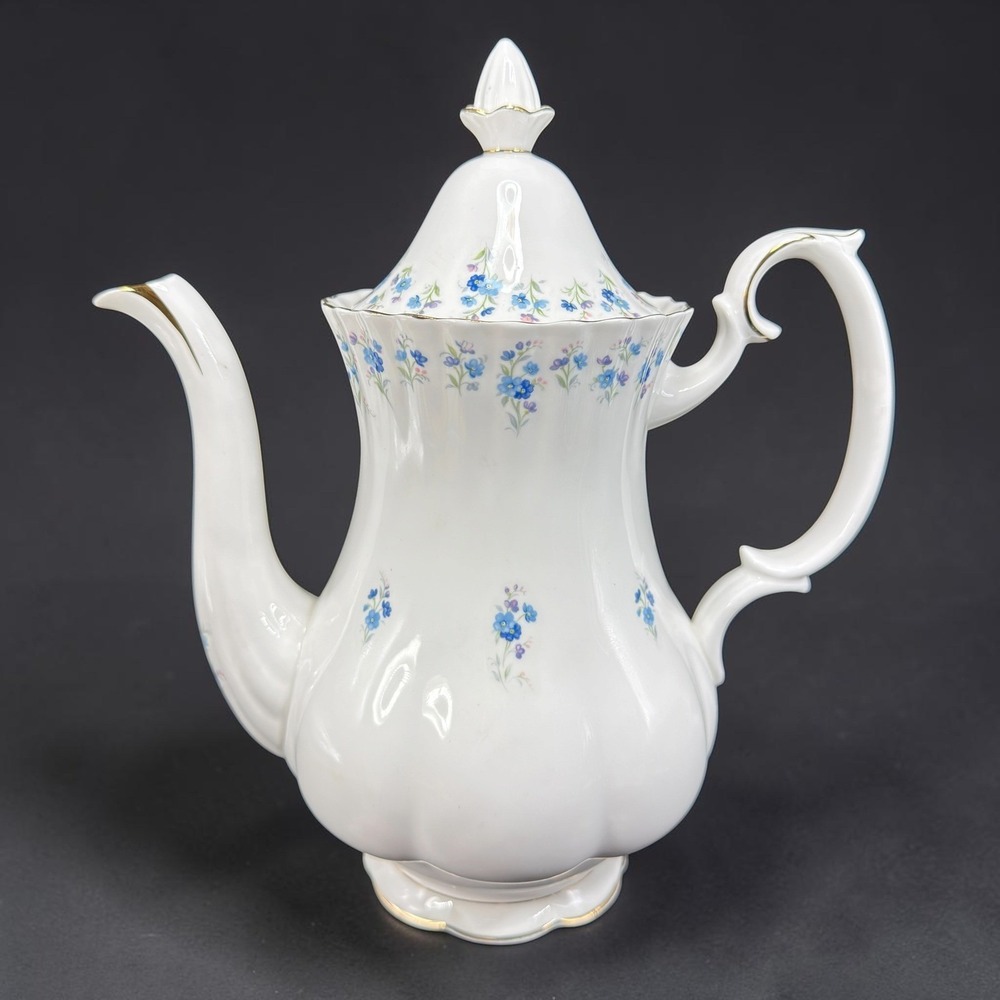 Royal Albert Memory Lane Coffee Pot Teapot Fine Bone China Blue Floral England